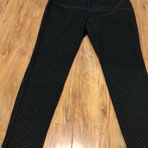 Sophisticated Worthington Black Metallic Gold Dotted Black Slim Ankle Pants 16W
